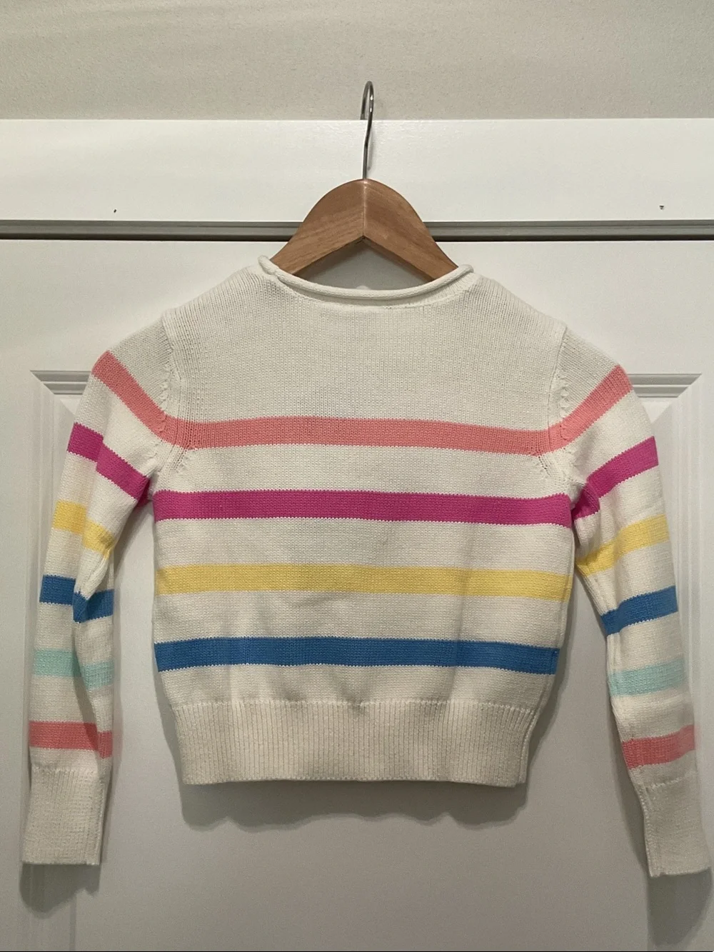 GAP Cream Sweater with Pink, Magenta, Yellow, Blue & Mint Stripes